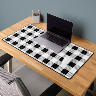 rustige boerderij chic black and white plaid bureaumat