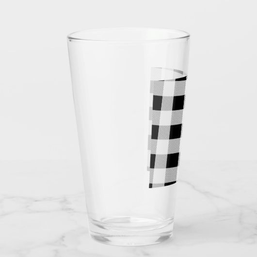 rustige boerderij chic black and white plaid glas (Rechts)