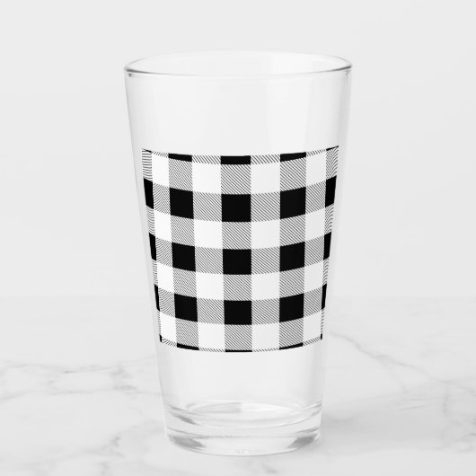 rustige boerderij chic black and white plaid glas (Voorkant)