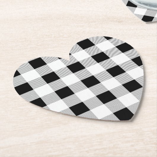 rustige boerderij chic black and white plaid kartonnen onderzetters (Gekanteld)