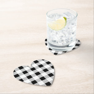 rustige boerderij chic black and white plaid kartonnen onderzetters