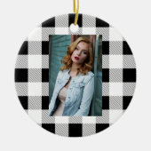 rustige boerderij chic black and white plaid keramisch ornament (Voorkant)