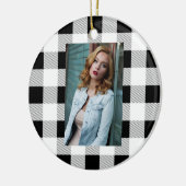 rustige boerderij chic black and white plaid keramisch ornament (Links)