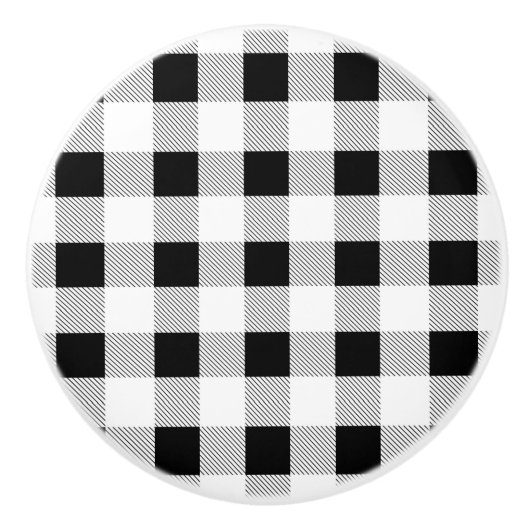 rustige boerderij chic black and white plaid keramische knop (Voorkant)