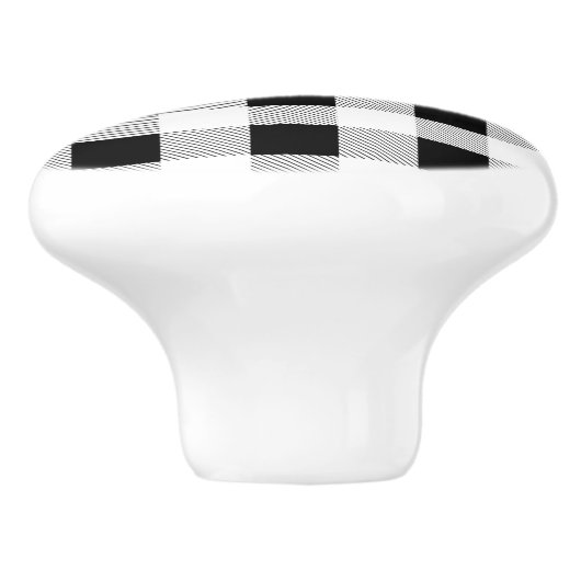 rustige boerderij chic black and white plaid keramische knop (Zijkant)