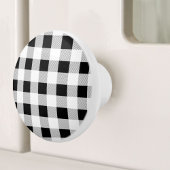 rustige boerderij chic black and white plaid keramische knop