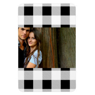 rustige boerderij chic black and white plaid magneet