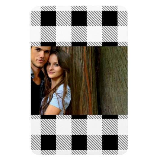 rustige boerderij chic black and white plaid magneet (Verticaal)