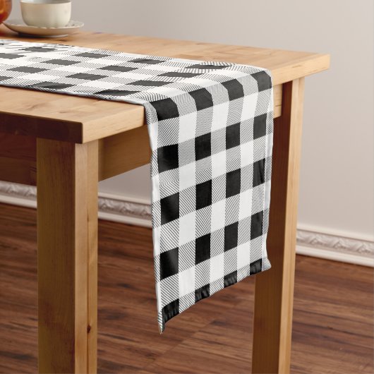 rustige boerderij chic black and white plaid medium tafelloper (Voorbeeld)