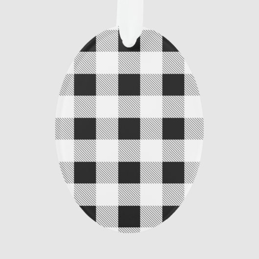 rustige boerderij chic black and white plaid ornament (achterkant)