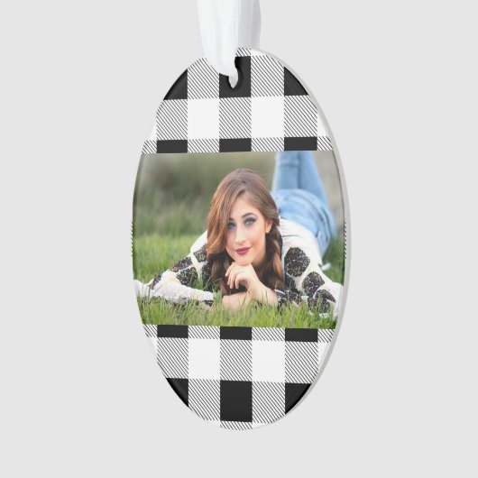 rustige boerderij chic black and white plaid ornament (voorkant)