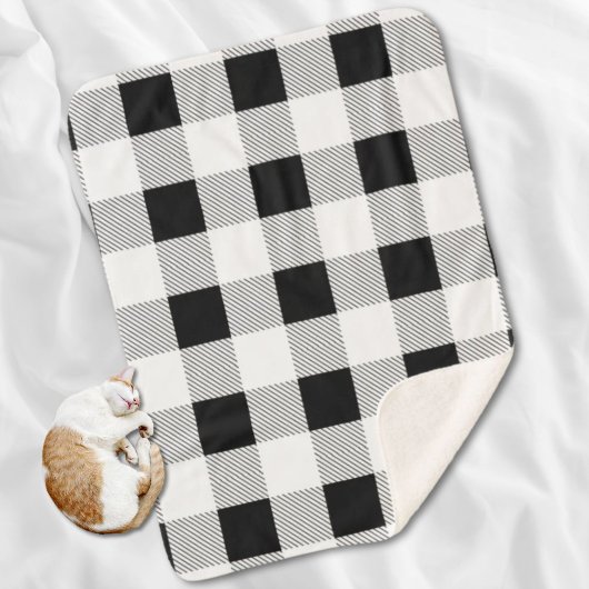 rustige boerderij chic black and white plaid sherpa deken