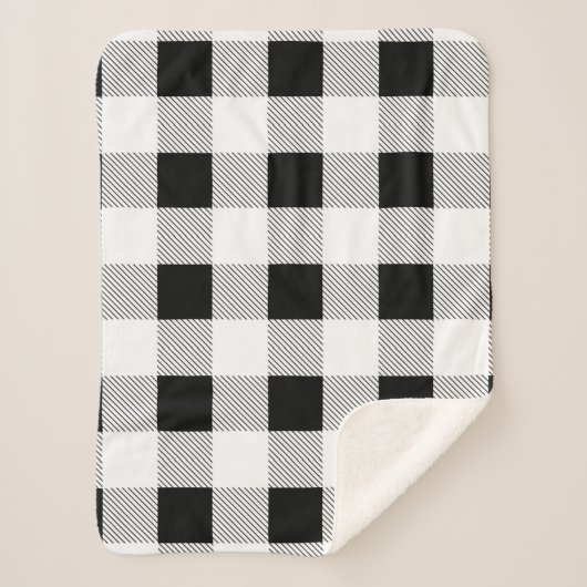 rustige boerderij chic black and white plaid sherpa deken (Voorkant)