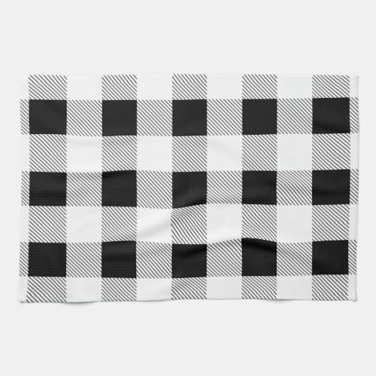 rustige boerderij chic black and white plaid theedoek (Horizontaal)