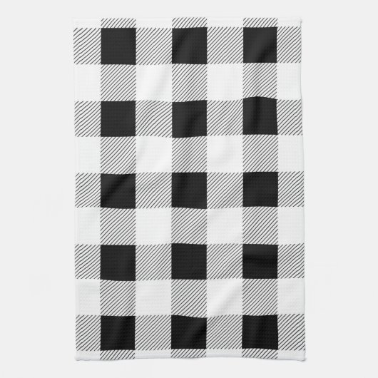 rustige boerderij chic black and white plaid theedoek (Verticaal)