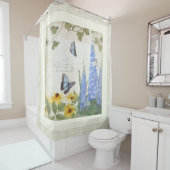 Rustige Boerderij House Butterfly Dragonfly Art Douchegordijn (In situ)
