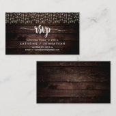 Rustige Boerderij Hout, String Lights, RSVP reager Informatiekaartje (Voorkant / Achterkant)