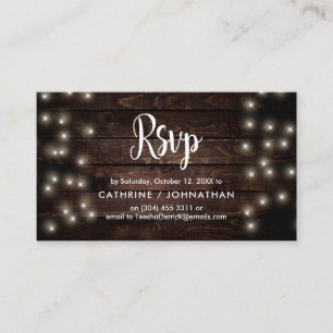 Rustige Boerderij Hout, String Lights, RSVP reager Informatiekaartje