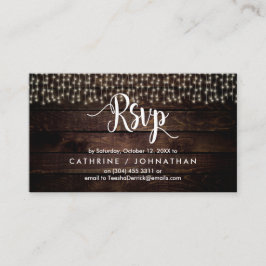 Rustige Boerderij Hout, String Lights, RSVP reager Informatiekaartje