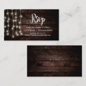 Rustige Boerderij Hout, String Lights, RSVP reager Informatiekaartje (Voorkant / Achterkant)