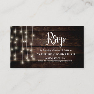 Rustige Boerderij Hout, String Lights, RSVP reager Informatiekaartje
