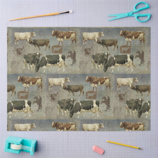 Rustige Boerderij Koe veeteeltpatroonontkoppeling Tissuepapier (Craft)