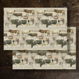 Rustige Boerderij Koe Wooden Farmhouse Pattern Dec Tissuepapier