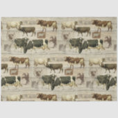 Rustige Boerderij Koe Wooden Farmhouse Pattern Dec Tissuepapier (Voorkant)