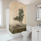 Rustige Boerderij Land  Antiek beige boom Douchegordijn (In situ)