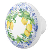 Rustige  boerderij Lemon Blue White Tiles Keramische Knop (Rechts)