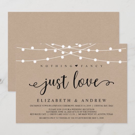 Rustige Boerderij String Lights, Kraft Wedding Elo Kaart (Voorkant / Achterkant)