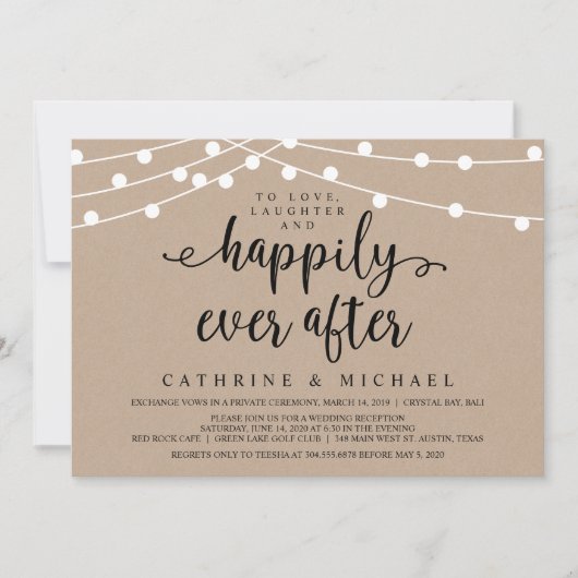 Rustige Boerderij String Lights, Kraft Wedding Elo Kaart (Voorkant)