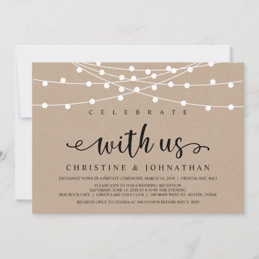 Rustige Boerderij String Lights, Kraft Wedding Elo Kaart (Voorkant)