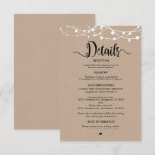 Rustige Boerderij String Lights-ontwerp, huwelijks Informatiekaartje (Voorkant / Achterkant)