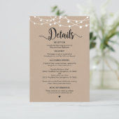 Rustige Boerderij String Lights-ontwerp, huwelijks Informatiekaartje (Staand voorkant)