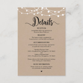 Rustige Boerderij String Lights-ontwerp, huwelijks Informatiekaartje