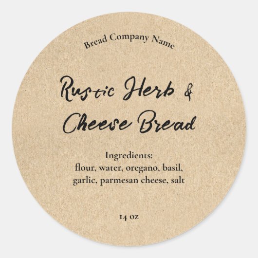Rustige Boerderij Style Bread Food Bked Goods Comp Ronde Sticker (Voorkant)