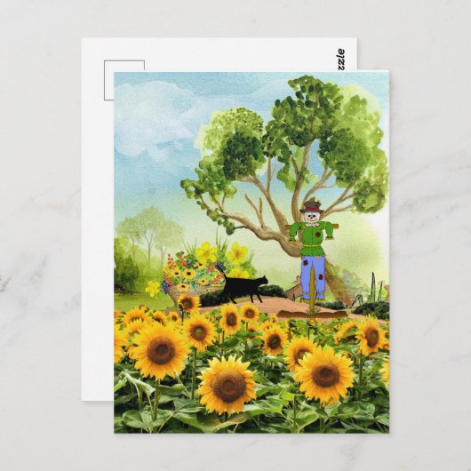 Rustige Boerderij Style Sunflower Garden Briefkaart (Voorkant / Achterkant)