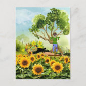 Rustige Boerderij Style Sunflower Garden Briefkaart (Voorkant)