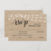 Rustige boerderij touwlichten trouwe rsvp antwoord informatiekaartje (Voorkant / Achterkant)