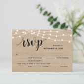 Rustige boerderij touwlichten trouwe rsvp antwoord informatiekaartje (Staand voorkant)