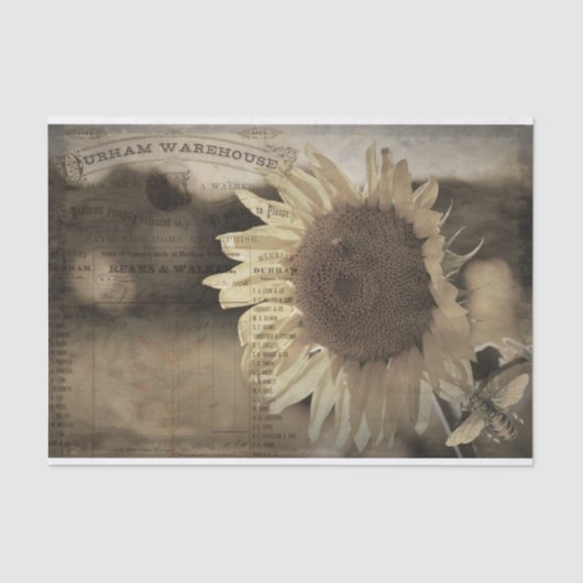 Rustige Boerderij van zonnebloemen Ephemera-ontkop Tissuepapier (Voorkant)