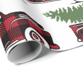 Rustige Boerderij vrachtwagen met kerstboom Cadeaupapier (Rol Hoek)