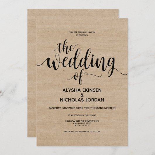 Rustige Boerderij Wedding Invitation Card Programmakaart (Voorkant / Achterkant)