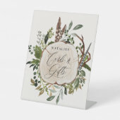 Rustige boerderijbont botanisch vrijgezellenfeest reclamebord met voetstuk (Voorkant)