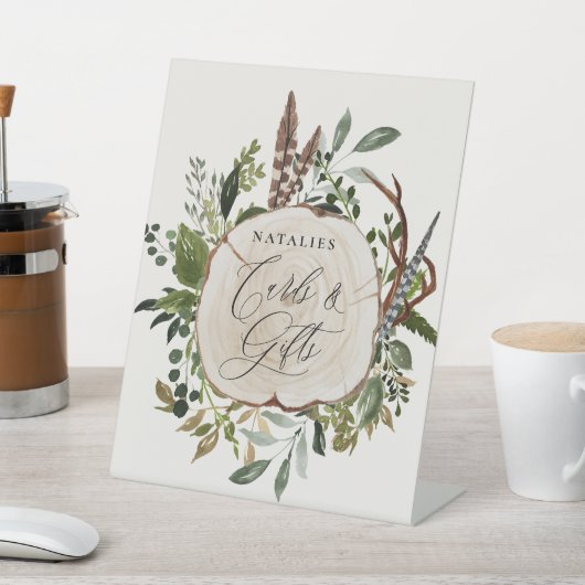 Rustige boerderijbont botanisch vrijgezellenfeest reclamebord met voetstuk (Insitu)