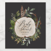 Rustige boerderijbont botanische baby shower wijn  wijn etiket (Enkel label)
