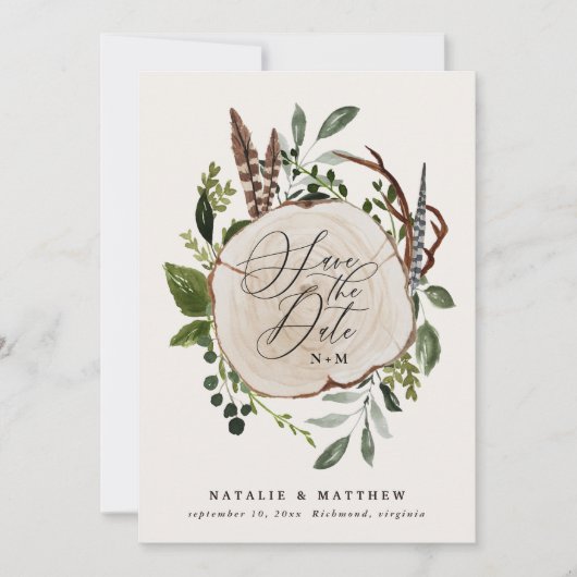 Rustige boerderijelegante valbruiloft save the date (Voorkant)