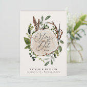 Rustige boerderijelegante valbruiloft save the date (Staand voorkant)