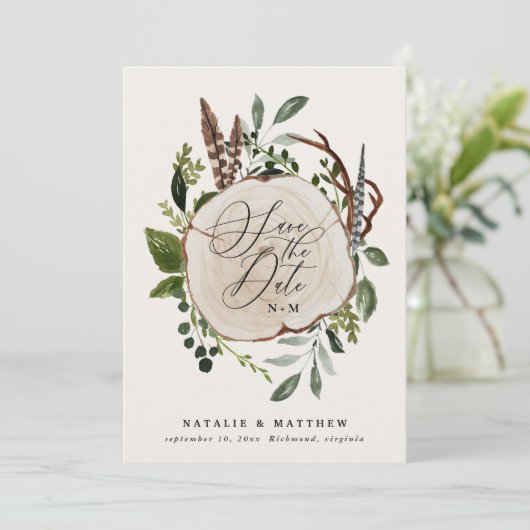 Rustige boerderijelegante valbruiloft save the date (Staand voorkant)